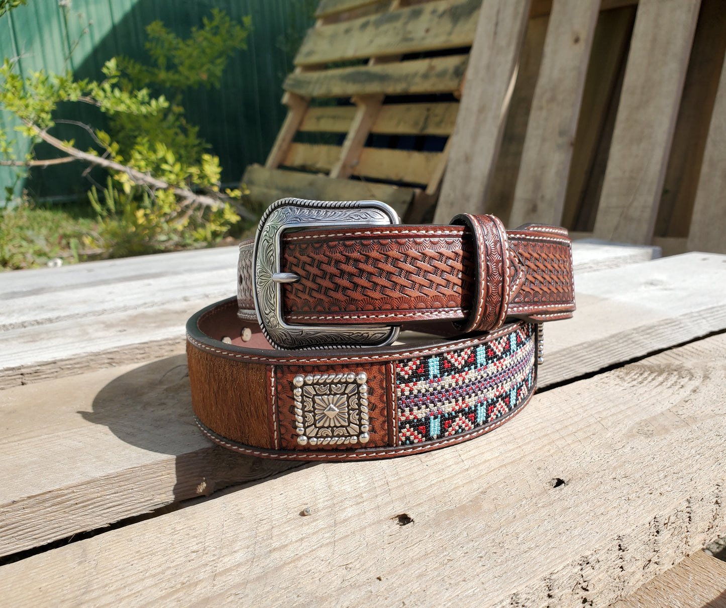 Hair on Hide & Southwest Men's Belt by 3D Belt®