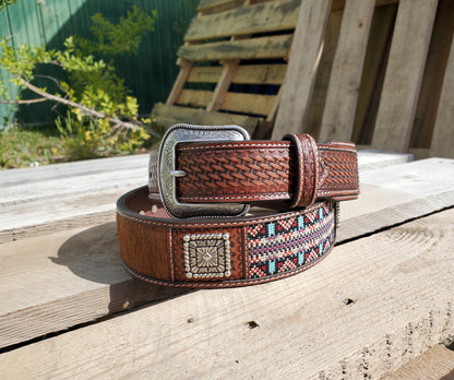 Hair on Hide & Southwest Men's Belt by 3D Belt®