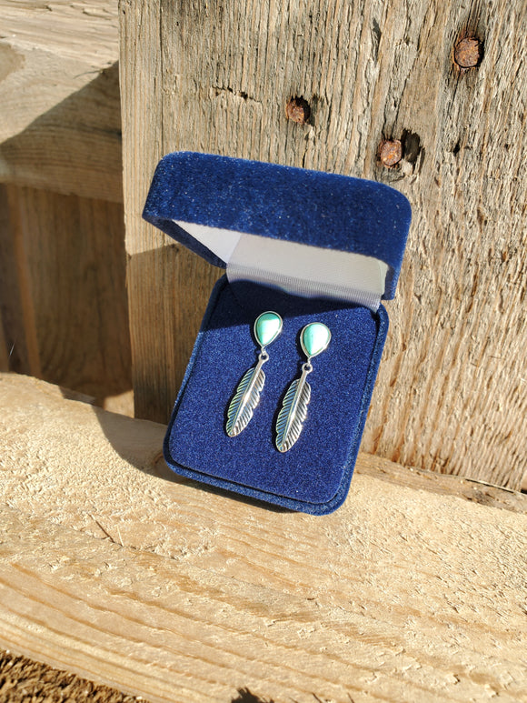 Turquoise Topped Feather Earrings by Montana Silversmiths®