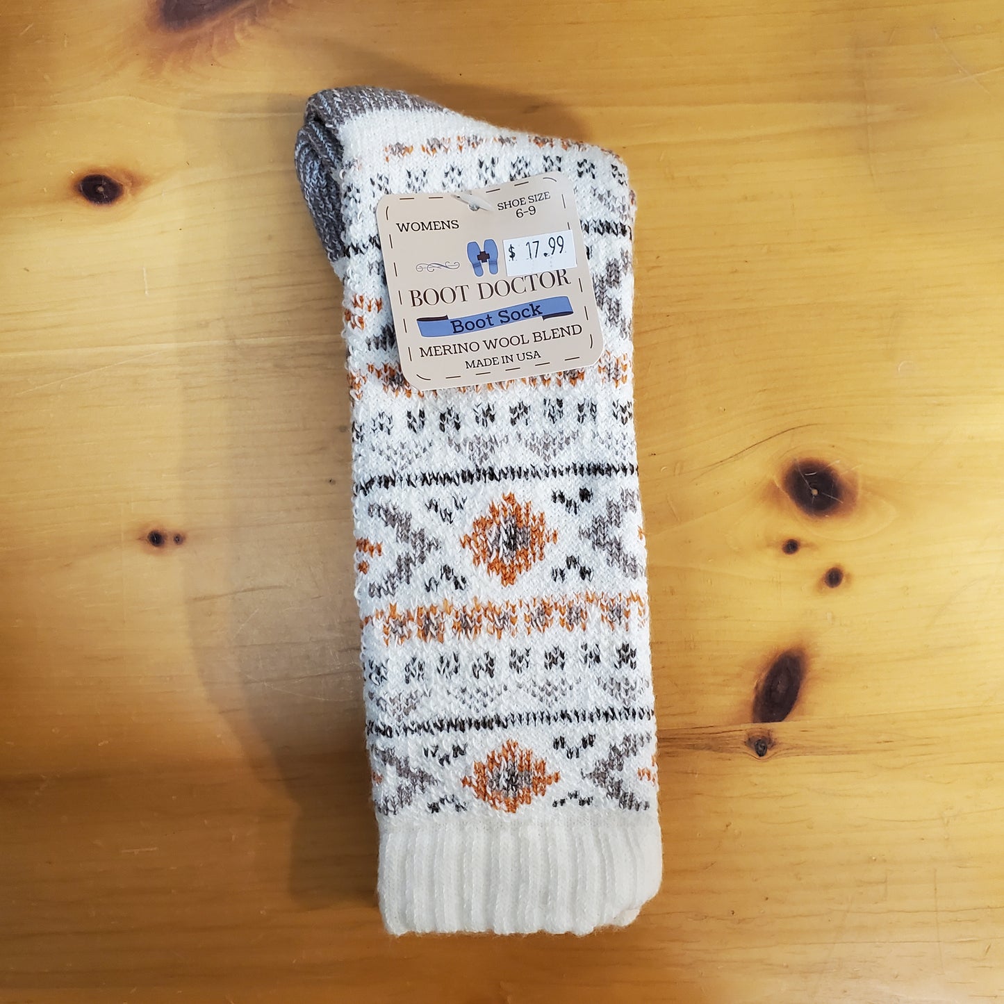 Patterned Merino Wool Blend Women's Socks by Boot Doctor®