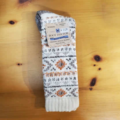 Patterned Merino Wool Blend Women's Socks by Boot Doctor®