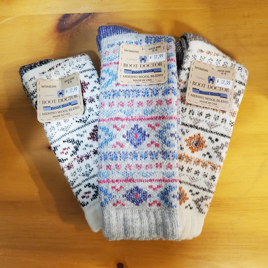 Patterned Merino Wool Blend Women's Socks by Boot Doctor®