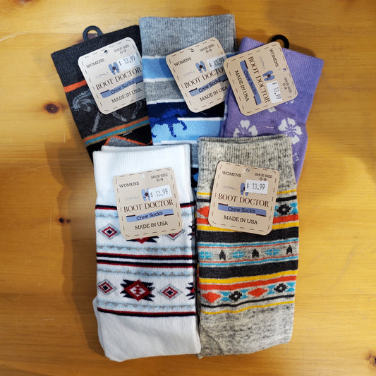 Patterned Women's Crew Socks by Boot Doctor®