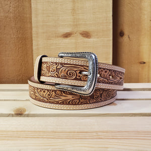 Natural Floral Tooled Men's Belt by Nocona®