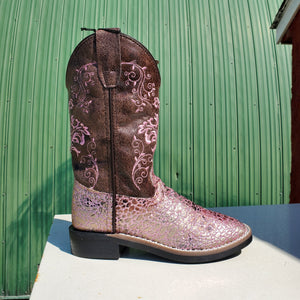 Brown & Pink Glitter Children's Boot by Old West®