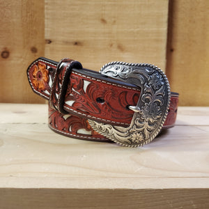 Red Floral & White Inlay Women's Belt by Nocona®