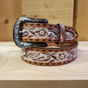 Floral Tooling & Buckstitch Women's Belt by Angel Ranch®