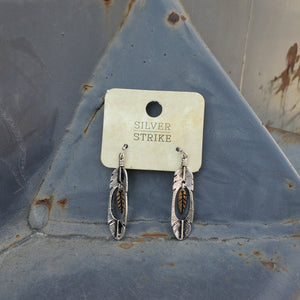 Two Tone Feather Earrings by Silver Strike®