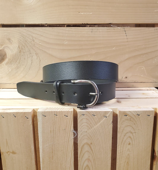 Solid Black Leather Women's Belt