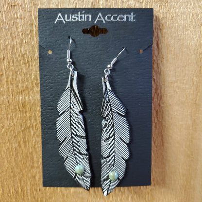 Leather Feather Earrings by Austin Accents