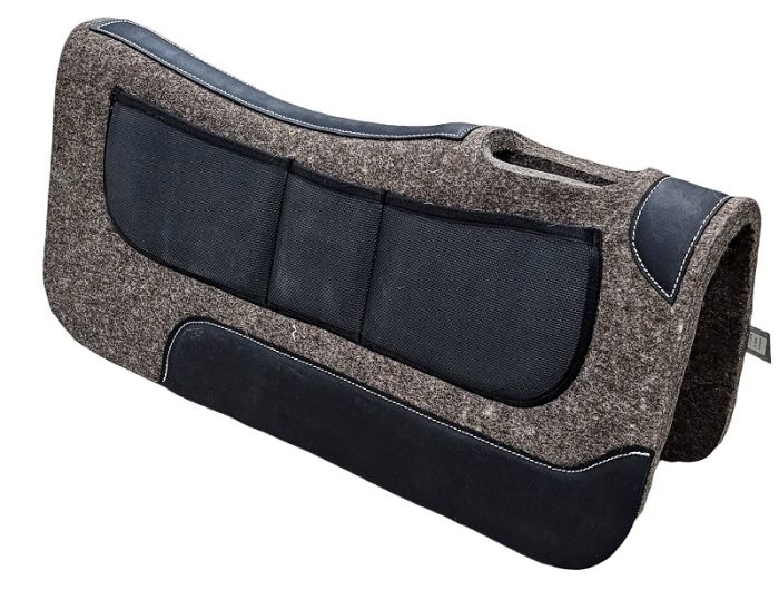 a wetern felt saddle pad with shim pockets for adjustability on different horses