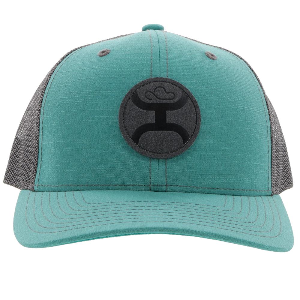 teal and grey cap by hooey on a white background