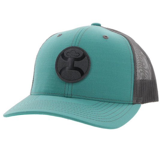 teal and grey cap by hooey on a white background