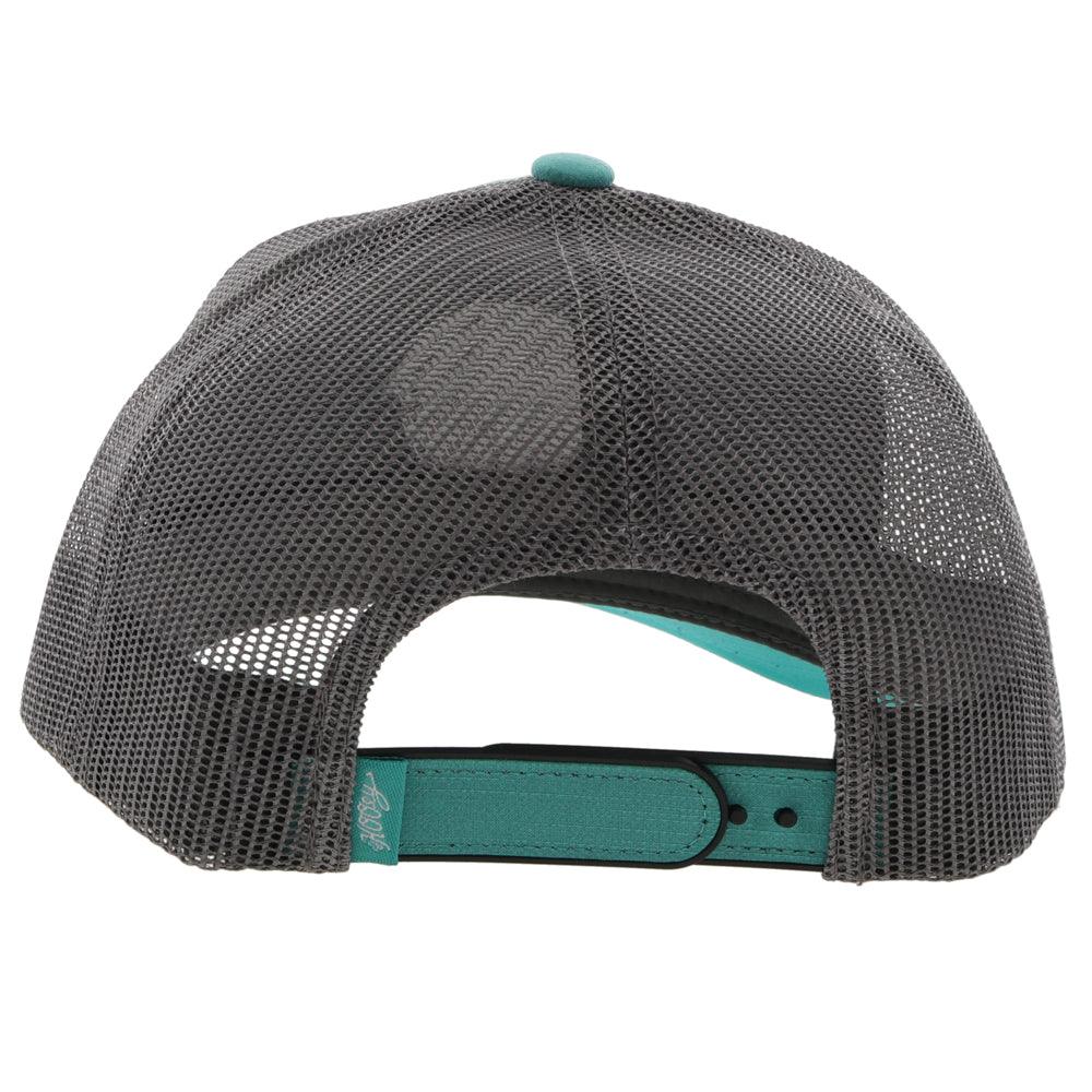 teal and grey cap by hooey on a white background