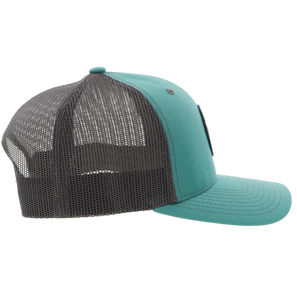 teal and grey cap by hooey on a white background