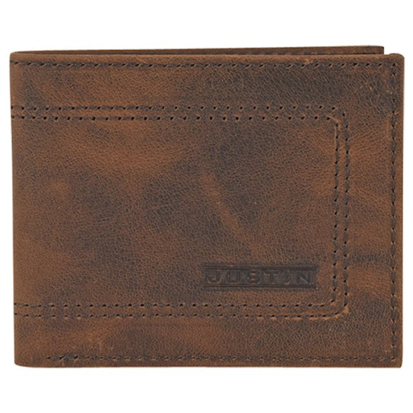 Brown Pull Up Leather Bi-Fold Men's Wallet by Justin®