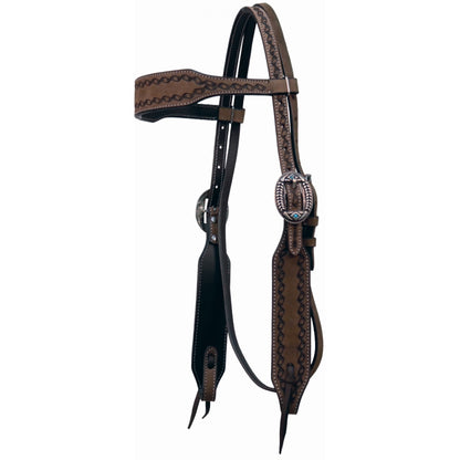 Country Legend™ Roughout Border Brow Band Headstall by Western Rawhide®