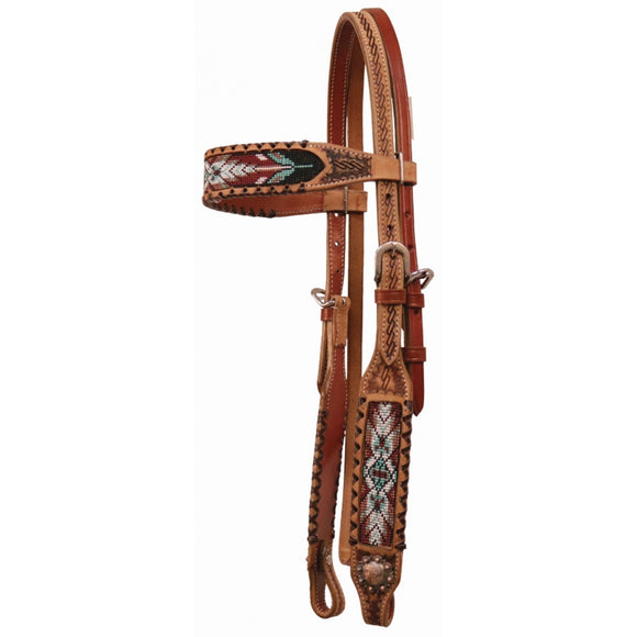 'Reno Feather' Beaded Browband Headstall by Country Legend™