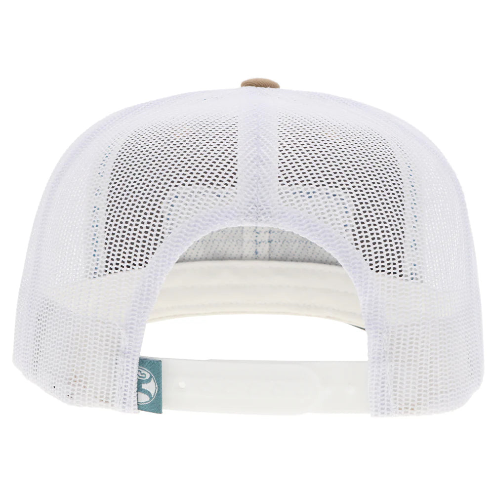 a white mesh back of a ball cap on a white background