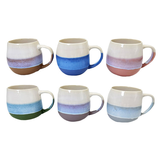 6 colorful coffee mugs from Koppers on a white background