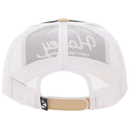 a white mesh back on a ball cap