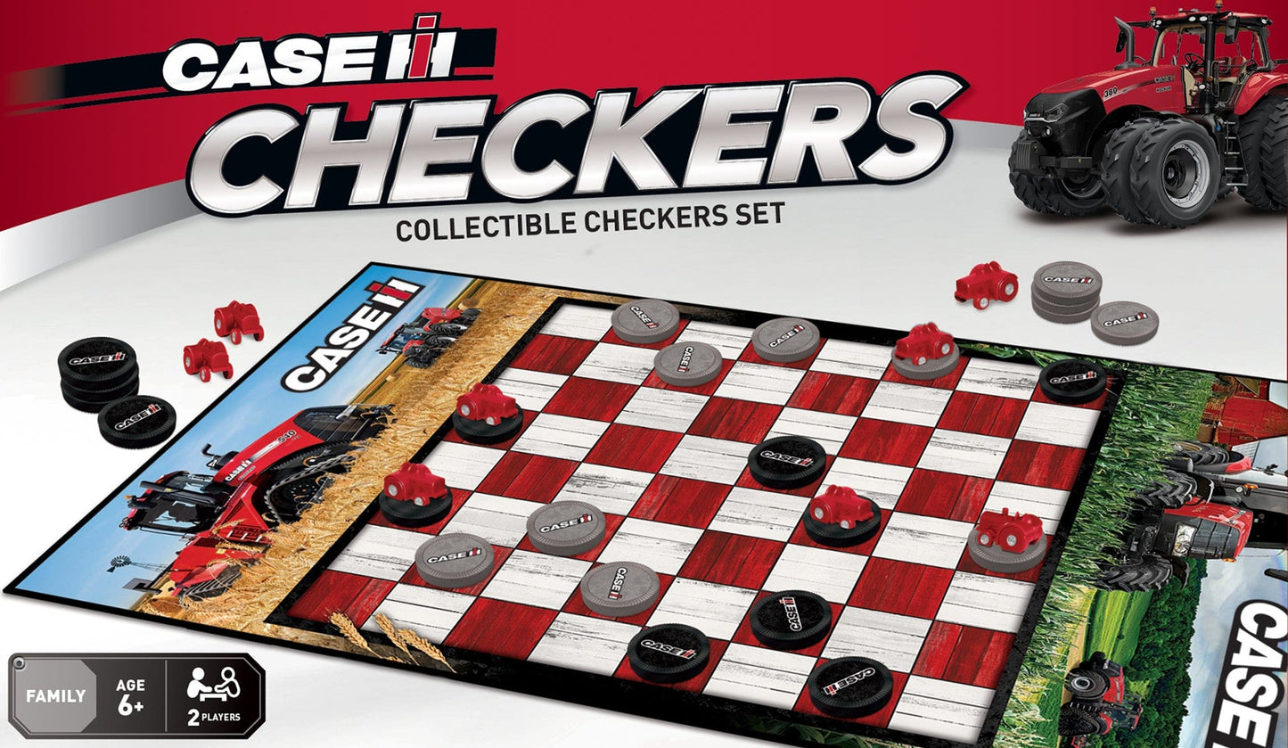 Checkers game set with Case IH branding on a checkered board