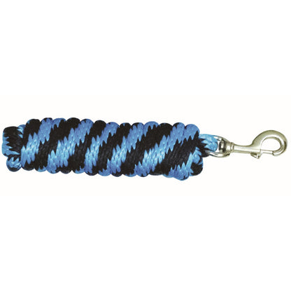 turquoise and black lead rope with a brass bolt snap