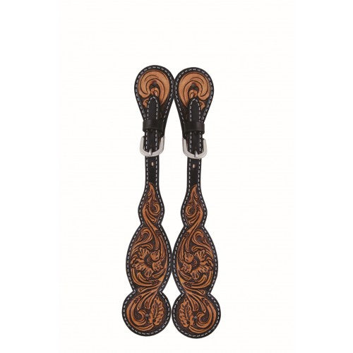 Jim Taylor™ Two Tone Floral Tooling Spur Strap by Western Rawhide®
