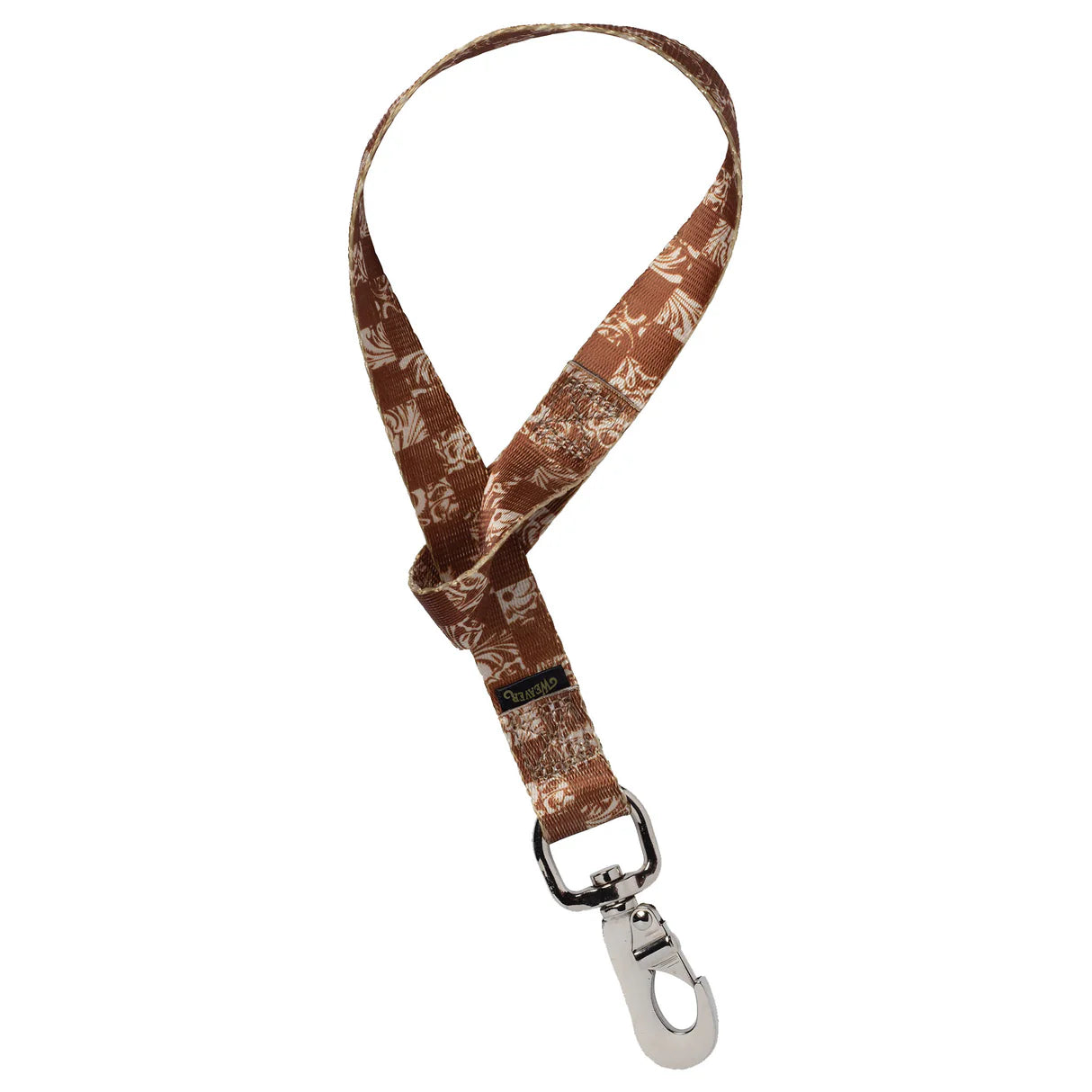 Brown checker print bucket strap on a white background