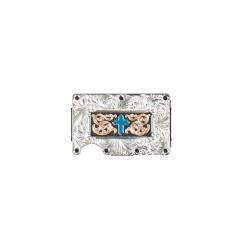 Decorative Walet from 3D Belts with colorful design on a white background