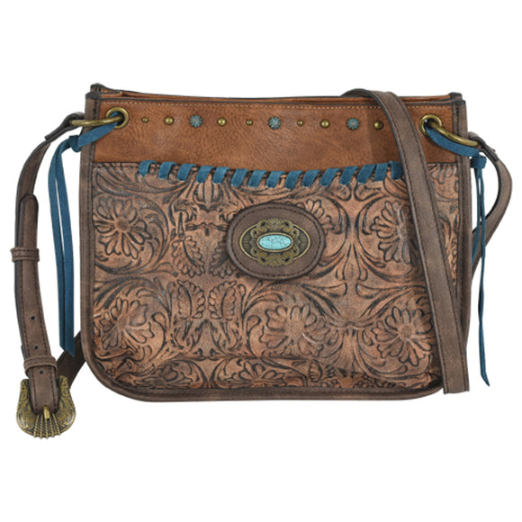 Brown Tooled Print Crossbody Purse by Justin®