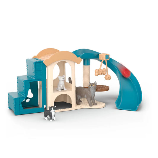 Schleich cats playground toys on white backgroud