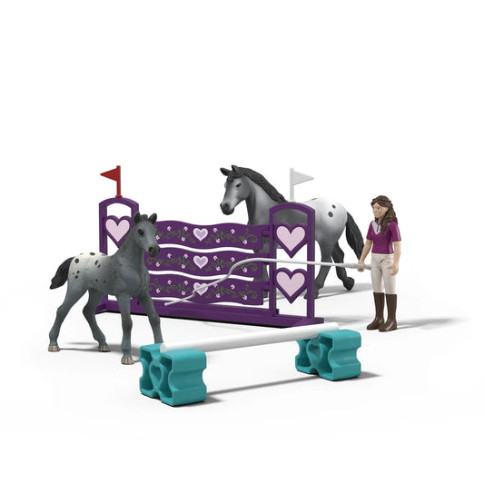 Schleich horse jumping play set on white background