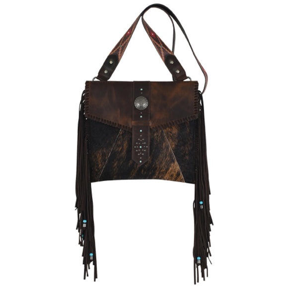 Two Tone Hair On Hide & Fringe Crossbody Purse by Red Dirt Hat Co®