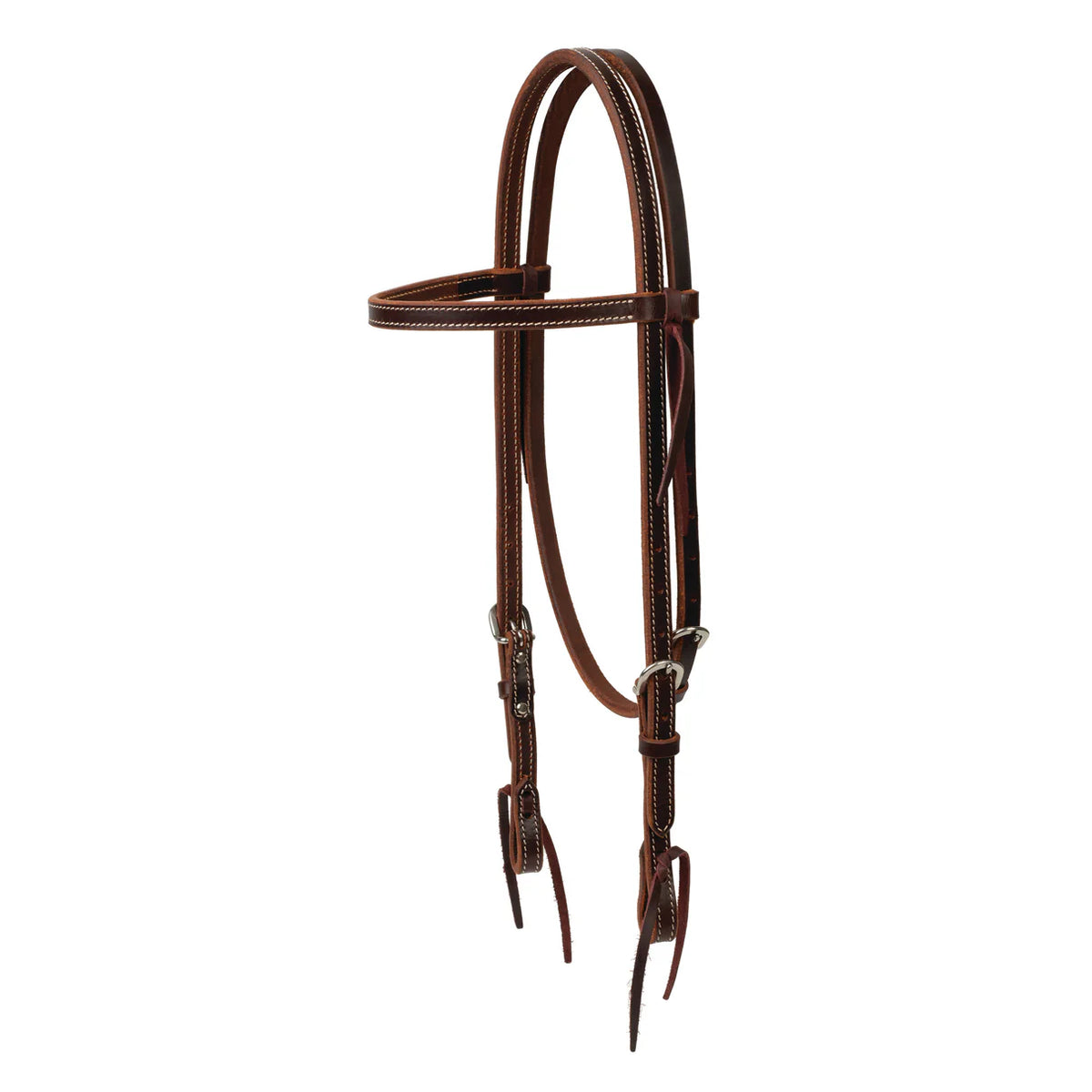Brown leather horse bridle on a white background