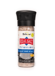 a salt grinder of 'real salt' ancient coarse sea salt by redmond