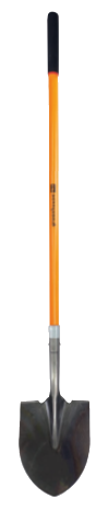 Shovel with a long handle on a white background