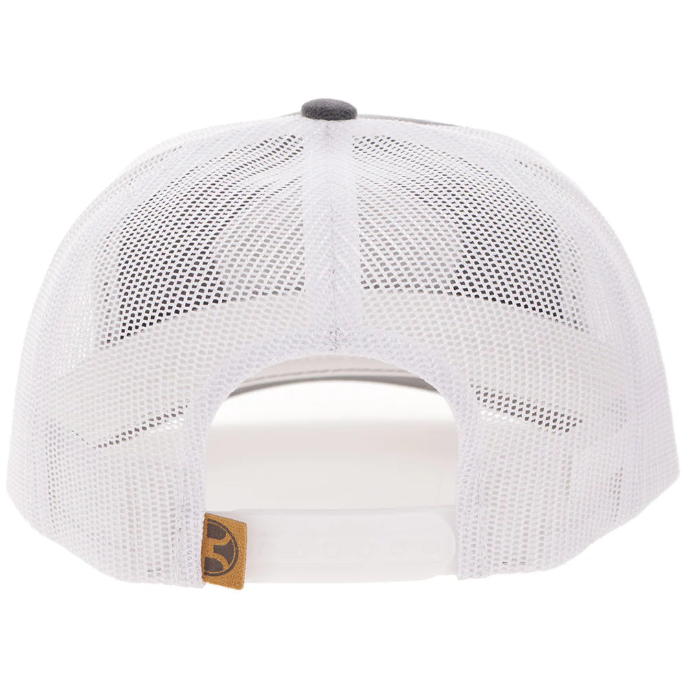 White mesh cap with a Hooey brand logo on a white background
