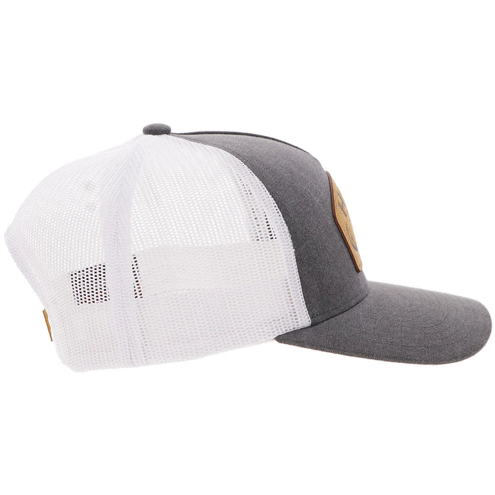 Two-tone Hooey cap with white front and gray back on a white background