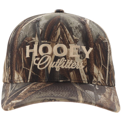Camouflage cap with 'Hooey Outfitters' logo on a white background