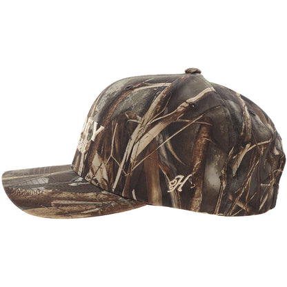 Camouflage cap with 'Hooey Outfitters' logo on a white background