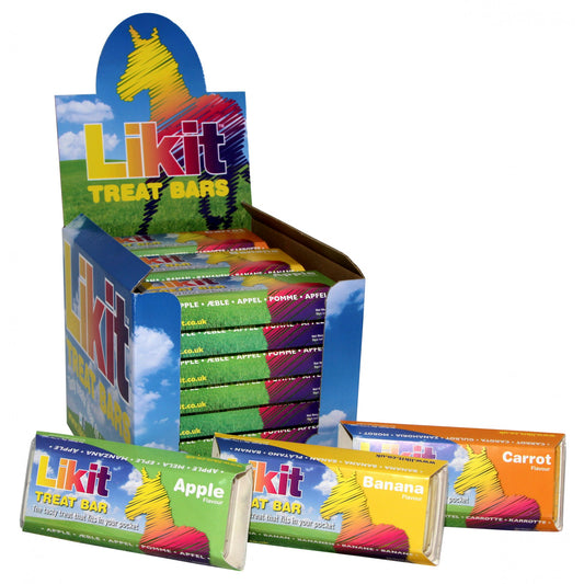Display of Likit treat bars packaging with colorful design