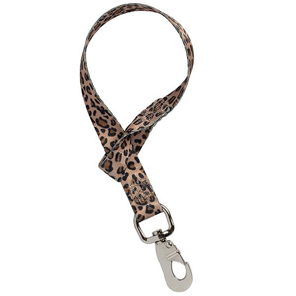 Leopard print bucket strap on a white background