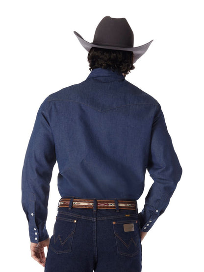 Cowboy Cut™ Crisp Blue Denim Men's Shirt by Wrangler®