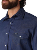 Cowboy Cut™ Crisp Blue Denim Men's Shirt by Wrangler®