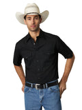 Solid Black Short Sleeve Men's Shirt by Wrangler®