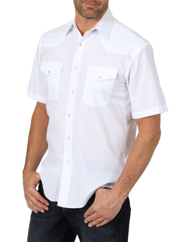 Solid White Short Sleeve Men's Shirt by Wrangler®