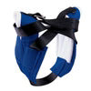 a blue set of nylon horn wraps for use on roping steers