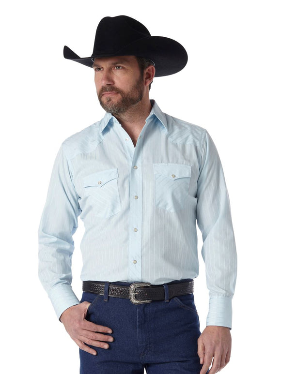 Baby Blue Tonal Pearl Snap Men's Shirt by Wrangler®