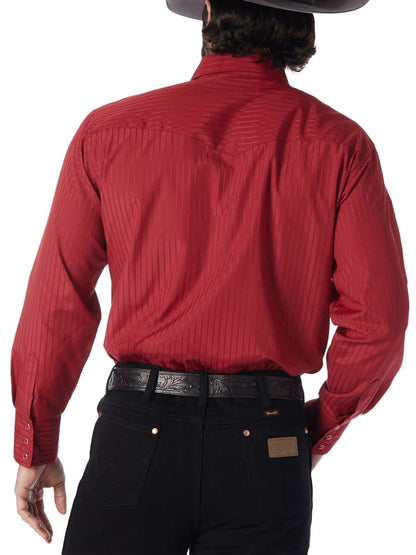 Wine Tonal Pearl Snap Men's Shirt by Wrangler®